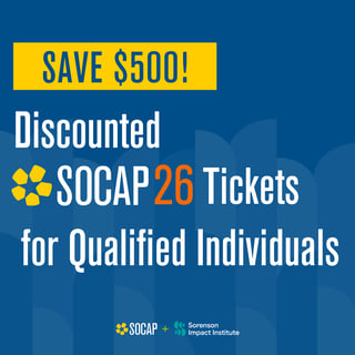 Save $500! Discounted SOCAP26 Tickets for Qualified Individuals